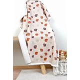 Fluffy Bebek Battaniyesi 80x100 Cm Urcin Kundak Puset Çift Taraflı Koyun Tüyü Battaniye 100x80 - Bej - Pembe