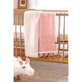 Fluffy Bebek Battaniyesi 80x100 Solid Pembe Kundak Puset Çift Taraflı Koyun Tüyü Battaniye 100x80