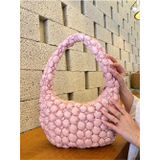 Fluffy Cluody Bag Pink Baget Kadın Kapitone / Quilted Puff El Ve Omuz Çantası Boy:25 En:35 Sap:60 Cm