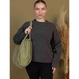 fluffy Mute Bag Light Green 00s Shopper Bag Fermuarlı Astarlı Okul Omuz Çantası (32/36)