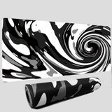 Fluid Pattern XL Mouse Pad, Kalın Su Geçirmez Siyah Girdap Dikişli Kenarlı Büyük Oyun Mousepad Fare Bilgisayar Masası Aksesuarları, Kaymaz Tabanlı Fare Klavye Paspası 80 x 30 cm