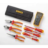 Fluke 117 Elektrikçi Multimetresi + El Aletleriyle Başlangıç seti (5 Yalıtımlı Tornavida ve 3 Yalıtımlı Pense ve Bebek Bezi Çantası) IB117KEUR