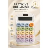 Fluvera Beyaz Renkli Tuşlu Hesap Makinesi – Büyük Ekranlı, Pratik ve Kolay Kullanımlı Masaüstü Hesap Makinesi