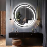 Flux Led'li Lazer Kumlamalı Lavabo & Banyo Aynası (Dokunmatik Sensörlü) beyaz led 60 x 60