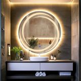 Flux Led'li Lazer Kumlamalı Lavabo & Banyo Aynası (Dokunmatik Sensörlü) günışığı led 60 x 55