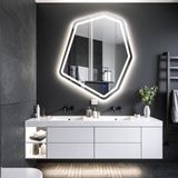 Fluxus Led'li Lazer Kumlamalı Lavabo & Banyo Aynası (Dokunmatik Sensörlü) beyaz led'li 80 x 68