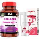 FLX Collagen Kollajen Tip-1-2-3 60 Tablet & Vitamin D3 400'lü 20 ml