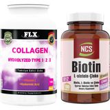 FLX Collagen Kollajen Tip 1-2-3 Hyaluronik Asit Vitamin C 180 Tablet+Biotin 180 Tablet