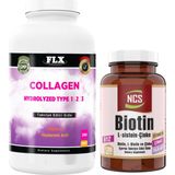 FLX Collagen Kollajen Tip 1-2-3 Hyaluronik Asit Vitamin C 300 Tablet+Biotin 120 Tablet