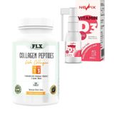Flx Collagen Peptides 90 Tablet + Nevfix Vitamin D3 400 IU 20 ml Sprey