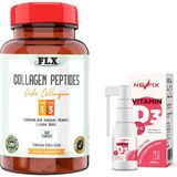 FLX Collagen Peptides Tip 1-3 Balık Kolajeni 60 Tablet & Nevfix Vitamin D3 Sıvı Sprey