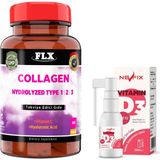 Flx Collagen Tip-1 Tip-2 Tip-3 Hyoluronic Asit Vitamin C 60 Tablet Nevfix Vitamin D3 Sivi Sprey 20 Ml