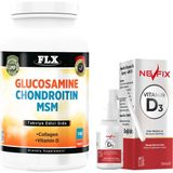 FLX Glukosamine Kondroitin Msm Vitamin D 180 Tablet & Nevfix Vitamin D3 Sıvı Sprey