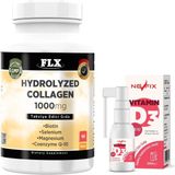 FLX Hidrolize Kollajen Collagen Coenzyme Biotin Selenium Magnezyum 90 Tablet & Nevfix Vitamin D3 Sıvı Sprey