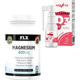 Flx Magnesium 400 mg 90 Tablet + Nevfix Vitamin D3 400 IU 20 ml Sprey
