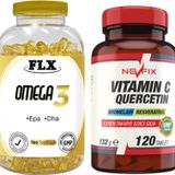Flx Omega 3 180 Kapsül Balık Yağı + Nevfix Vitamin C Quercetin Bromelain 120 Tablet