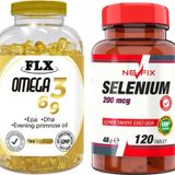 Flx Omega 3-6-9 Balık Yağı 180 Kapsül + Nevfix Selenium 200 mg 120 Tablet