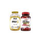 Flx Omega 3 90 Kapsül Balık Yağı + Nevfix Hydrolyzed Collagen Hyaluronic Acid Vitamin C 120 Tablet