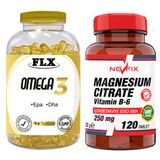 Flx Omega 3 Balık Yağı 90 Softgel & Nevfix Magnesıum Cıtrate Vitamin B-6 120 Tablet