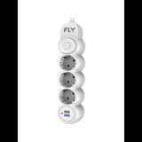 Fly 3393-01 3 Soket 2 USB 2.1A Anahtarlı 2 m Beyaz Kablo Akım Korumalı Priz
