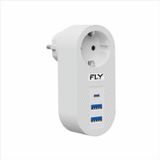 Fly 3400-01 1 Soket 2 USB 1 Type-C 2.1 A Beyaz Akım Korumalı Priz