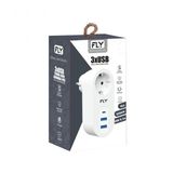 FLY-3400-01 Akım Korumalı.1 li Priz 2-Usba 1-C Soket 2.1A 10A 2500W