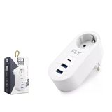 Fly 3400-01 Termal Akım Korumalı 1*Priz 2*Usb + Type-C 2.1A Beyaz