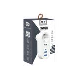 Fly 3400 2xUSB 1xUSB Type-C 2.1A 10A 2500W Termal Akım Korumalı Çocuk Korumalı Priz