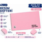 Fly Color 34*48CM Büyük Boy Telli Resim Defteri Plastik Kapak - Pembe