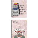 Fly Color A4 2 Adet Art Style Spiralli Plastik Kapak 96 Yaprak Kareli Desenli Defter Seti