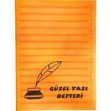 Fly Color A4 Dikişli Kılavuz Çizgili Güzel Yazı Defteri P.P Kapak - Parlak Turuncu