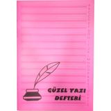 Fly Color A4 Dikişli Kılavuz Çizgili Güzel Yazı Defteri P.P Kapak - Pembe