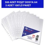 Fly Color A4 Ölçülerde 500 Adet Şeffaf Poşet Dosya 5 Paket 100 Lü flyCOLOR ile Belgelerinizi Koruyun