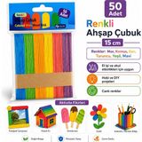 Fly Color Ahşap Geniş Dil Çubuğu Renkli 100 Adet Çubuk Abeslang