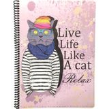 Fly Color Art Style 80 Yaprak Kareli Plastik Kapaklı Spiralli Defter