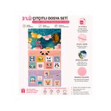 FLY COLOR Desenli Çıtçıtlı Dosya Seti 3 Adet