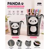 Fly Color Panda Desenli Hologram Deri Kalemlik 18X11 cm Büyüyüp Küçülebilen Fermuarlı Kalem Çantası