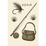 Fly Fishing Notebook – Classic Fly Rod & Creel Illustration 120 Page Lined Notepad: A fly angler’s companion for notes, catch records, or planning trips – simple and stylish design