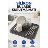 FLY LIFE Bulaşık Kurutmalık - Wawe Desenli Silikon Çok Amaçlı Mat - Bulaşık Kurutma ve Tezgah Altlığı