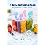 FLY LIFE Buzlu Dondurma Kalıbı, Silikon Saplı Yeniden Kullanılabilir Buz Paten Seti 4'lü