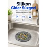 FLY LIFE Yuvarlak Silikon Gider Süzgeci - Saç ve Yemek Artığı Yakalayıcı Lavabo Süzgeci (1 Adet)