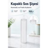 FLY LIFE Zeytinyağı Şişesi - Plastik Yağlık Sosluk Şişesi 1000 Ml, Şeffaf Yağdanlık, Sosluk Ketçap (4 Adet)