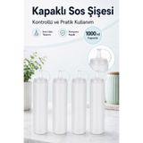 FLY LIFE Zeytinyağı Şişesi - Plastik Yağlık Sosluk Şişesi 1000 Ml, Şeffaf Yağdanlık, Sosluk Ketçap (4 Adet)