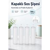 FLY LIFE Zeytinyağı Şişesi - Plastik Yağlık Sosluk Şişesi 700 Ml, Şeffaf Yağdanlık, Sosluk Ketçap (4 Adet)