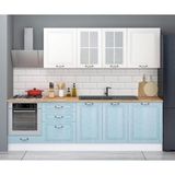 Fly Mobilya 270 CM PASTEL TEZGAHLI ANKASTRE MODÜLLÜ MDF HAZIR MUTFAK DOLABI, ALT ÜST TAKIM (TEZGAH DAHİL)