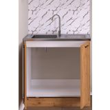 Fly Mobilya 80 Cm Detroit Helena Mutfak Evyeli Alt Modül ,mini Hazır Mutfak Dolabı Alt Modülü