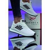 FLY STEP Günlük Triko Hafif Esnek Ortopedik Sneaker Spor Koşu Ve Yürüyüş Ayakkabısı Beyaz Siyah 37