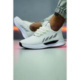 FLY STEP Günlük Triko Hafif Esnek Ortopedik Sneaker Spor Koşu Ve Yürüyüş Ayakkabısı Beyaz Siyah 38