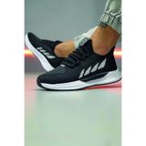 FLY STEP Hafif Esnek Ortopedik Günlük Triko Sneaker Spor Koşu Ve Yürüyüş Ayakkabısı Beyaz Siyah 40