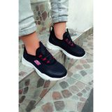 FLY STEP Lastikli Yumuşak Esnek Hafif Nefes Alabilen Unisex Çocuk Sneaker Günlük Spor ve Okul Ayakkabı Siyah Kırmızı 26